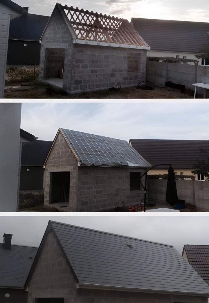 Construction petite structure murs en parpaings et couverture en bardeaux Argentan